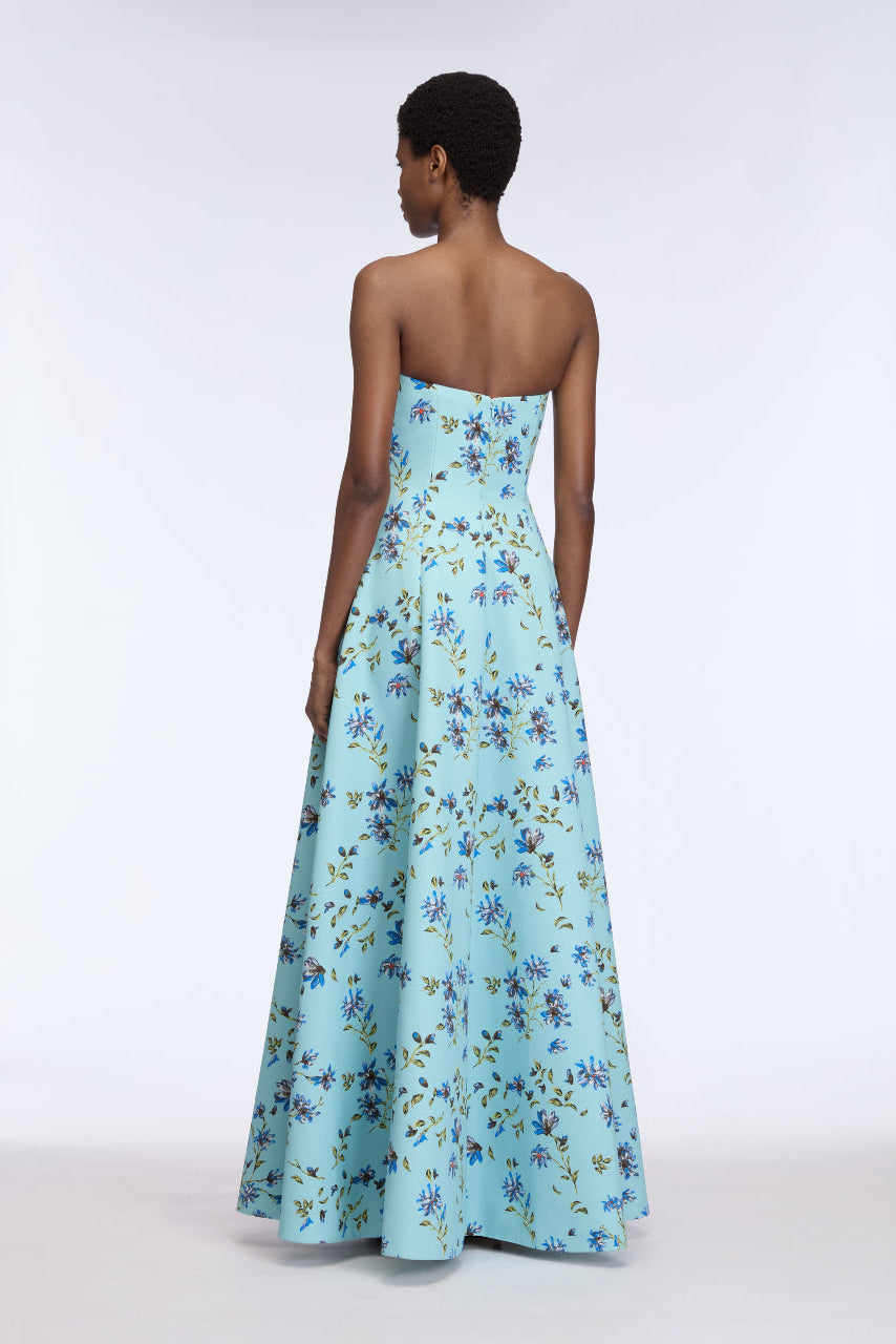 Ragna Dress in Blue Magnolia Taffeta Faille