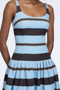 Tristesse Dress in Blue & Black Taffeta Faille