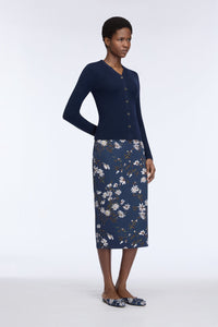 Lorelei Skirt in Midnight Magnolia Print Taffeta Faille
