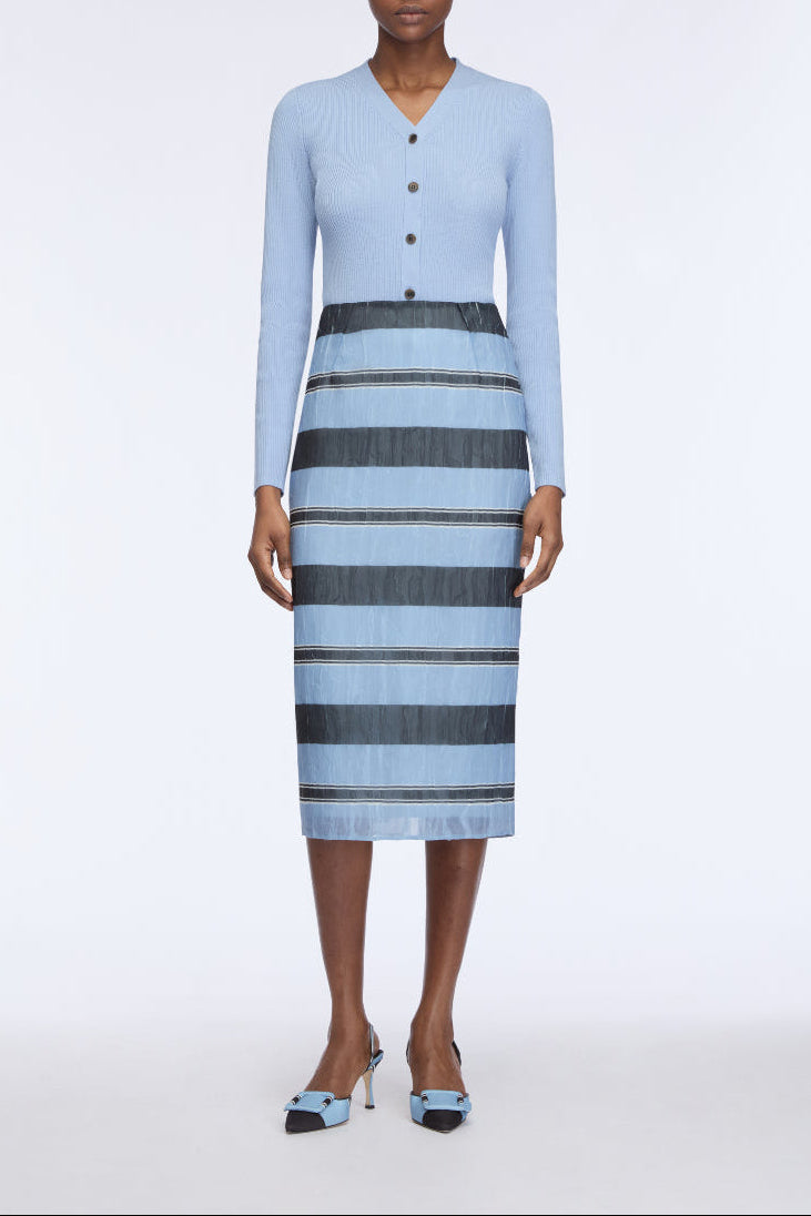 Priya Skirt in Blue & Black Textured Organza