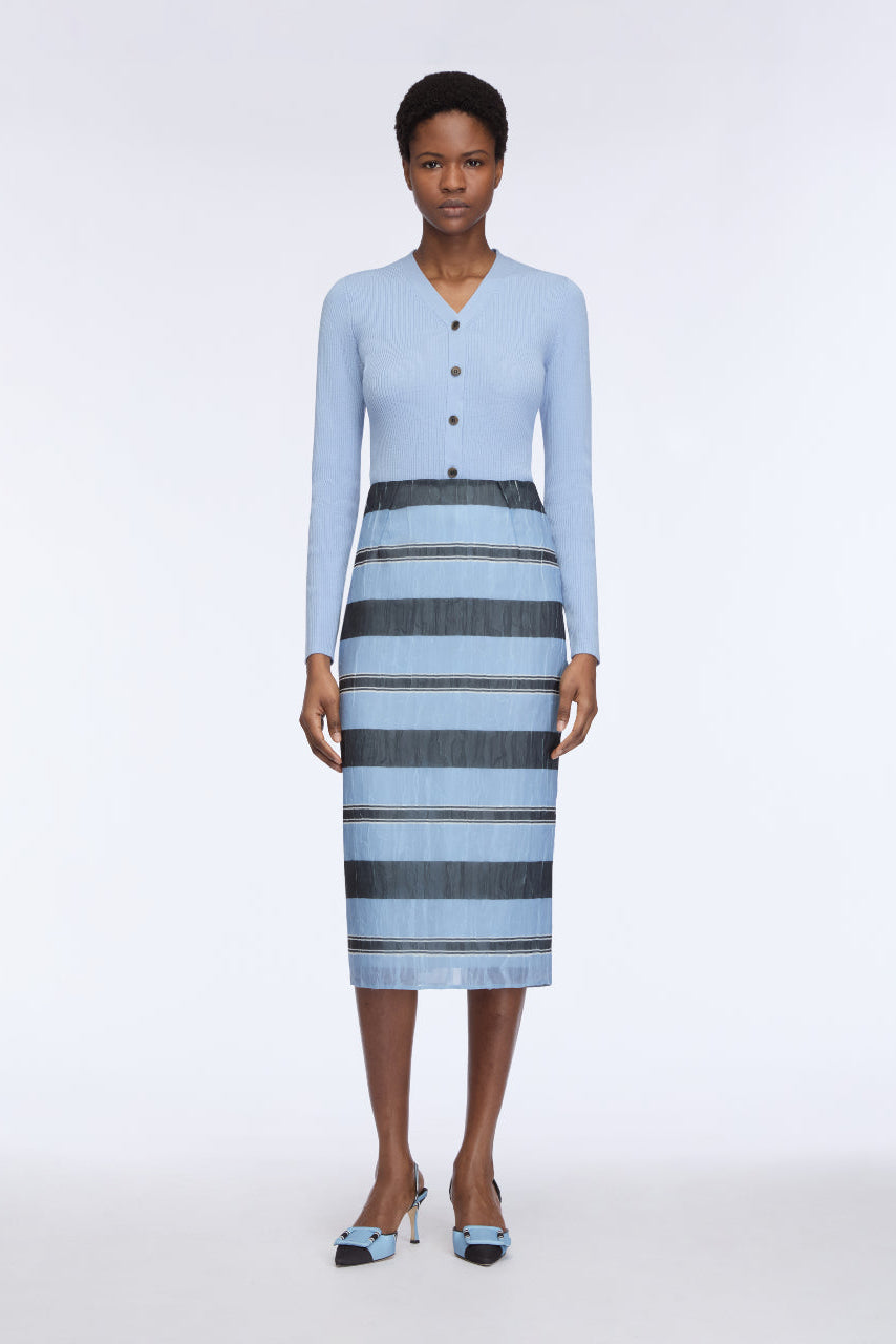 Priya Skirt in Blue & Black Textured Organza