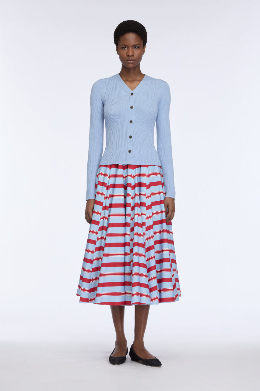Rhea Skirt in Blue & Red Striped Cotton Popclan