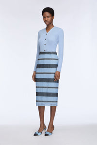 Priya Skirt in Blue & Black Textured Organza