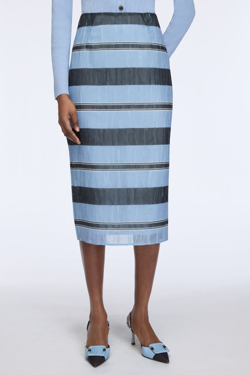 Priya Skirt in Blue & Black Textured Organza