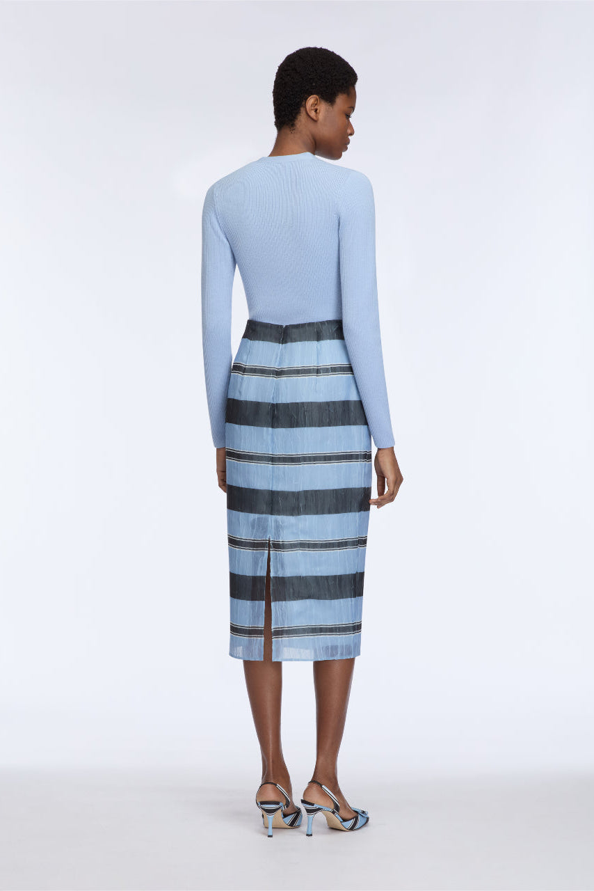 Priya Skirt in Blue & Black Textured Organza