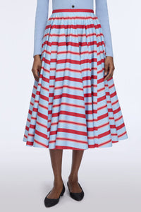 Rhea Skirt in Blue & Red Striped Cotton Popclan