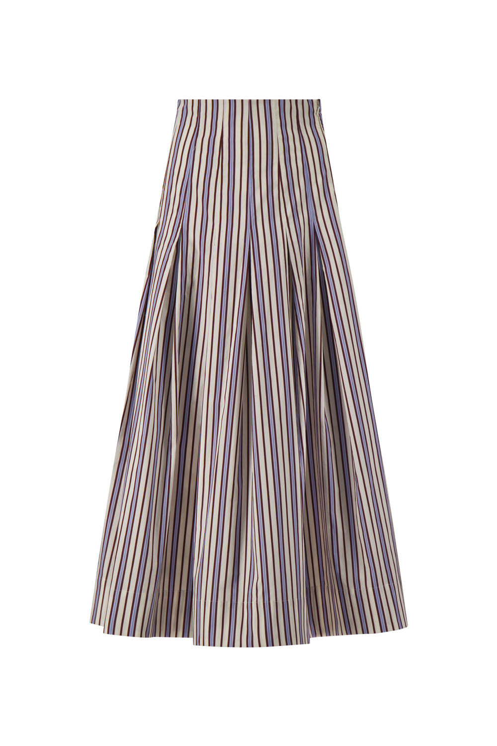 Striped Cotton Full Skirt in Cream Multi