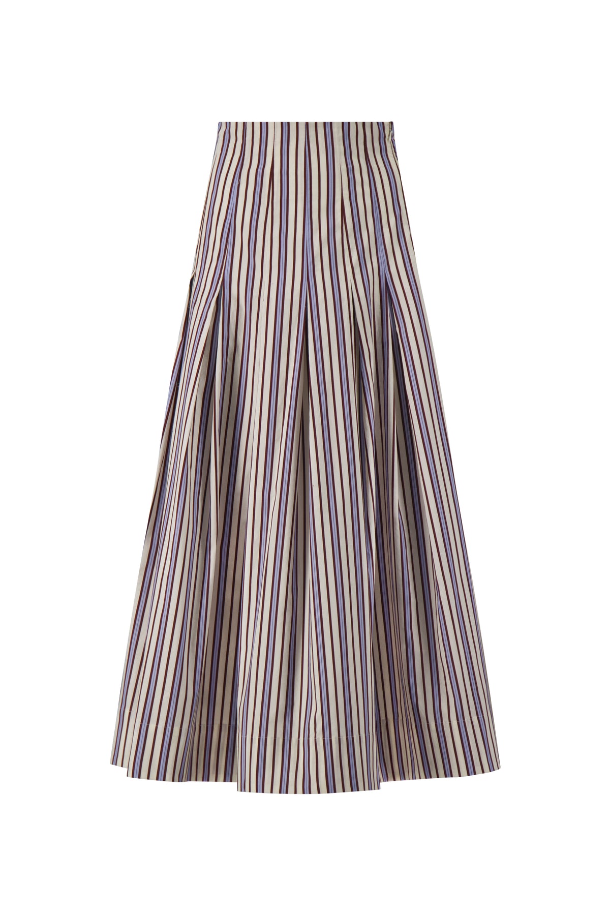Striped Cotton Full Skirt in Cream Multi