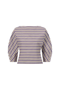 Striped Cotton Dolman Sleeve Top in Cream Multi