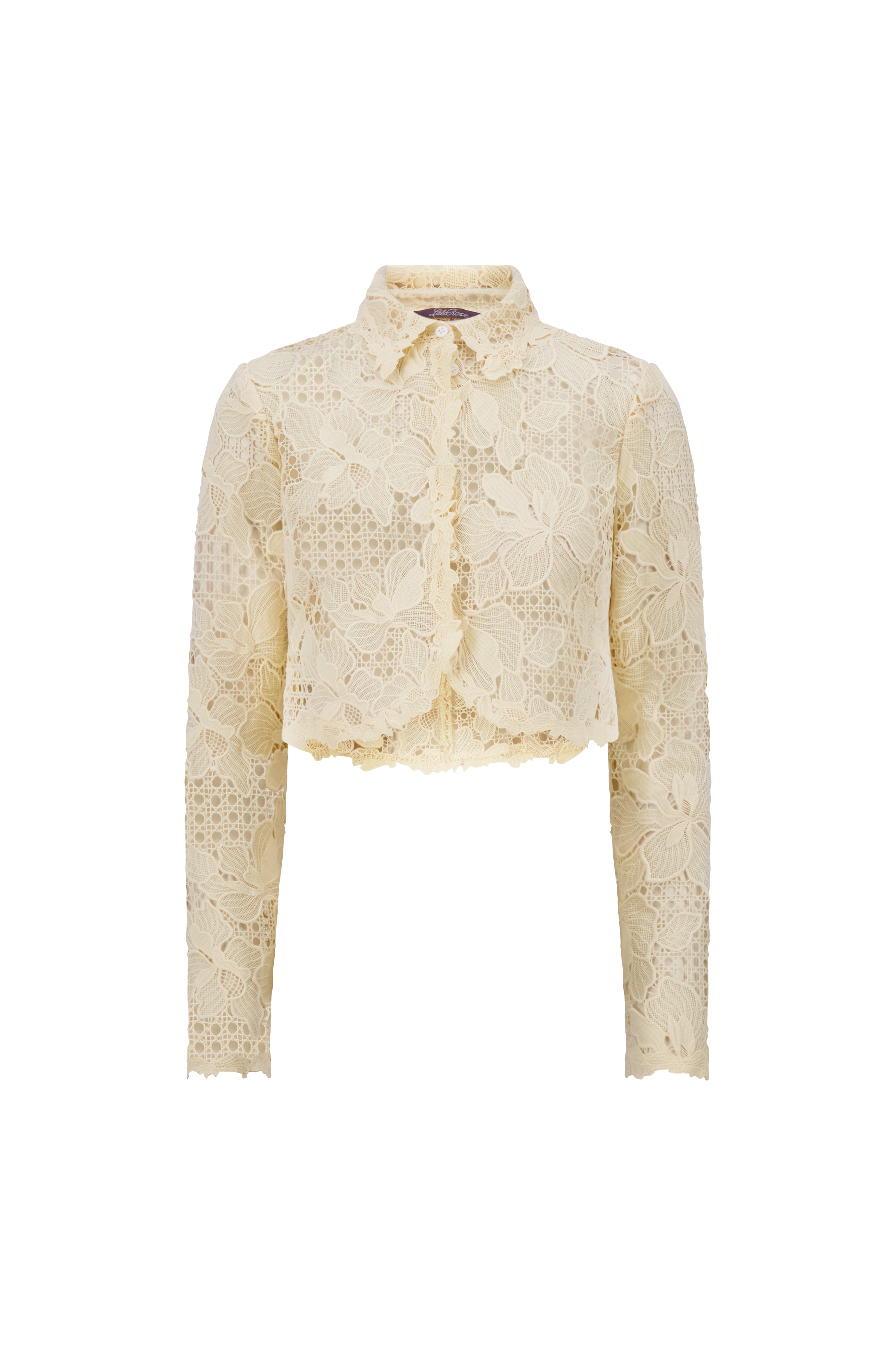 Lattice Guipure Lace Jacket in Cream