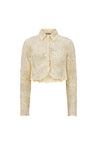 Lattice Guipure Lace Jacket in Cream