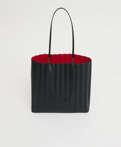 Large Pleated Filo Tote in Black/Flamma