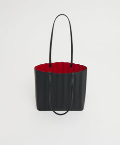 Pleated Filo Tote in Black/Flamma