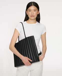 Large Pleated Filo Tote in Black/Flamma