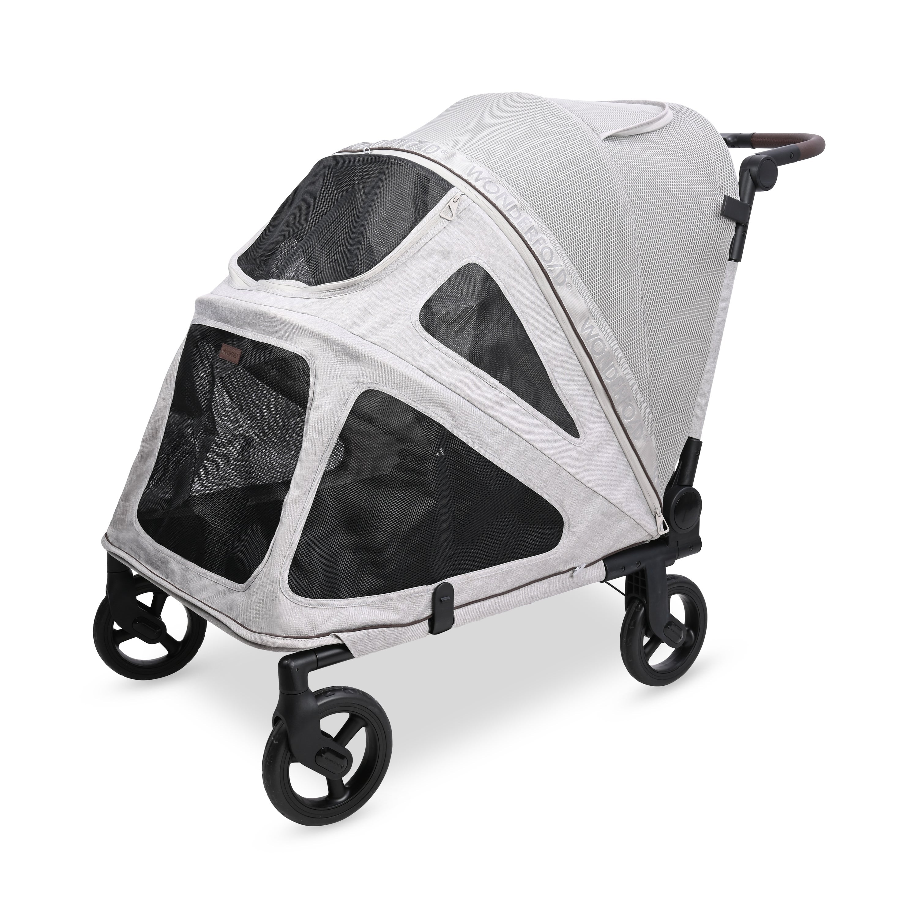 WonderFold PF Flat Fold Pet Stroller Large in Light Gray