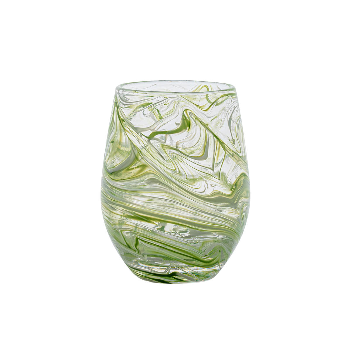 Puro Marbled Stemless Wine Glass in Green