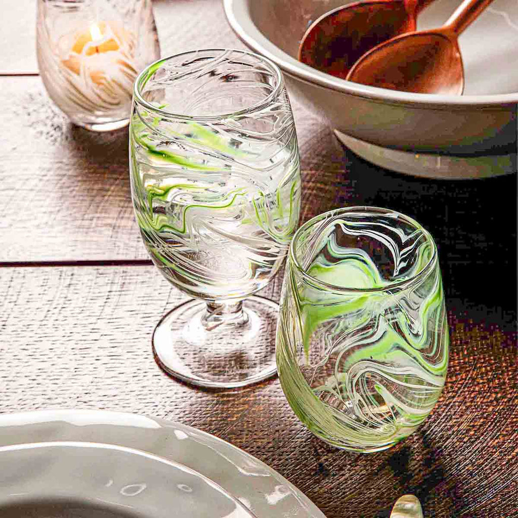 Puro Marbled Goblet in Green