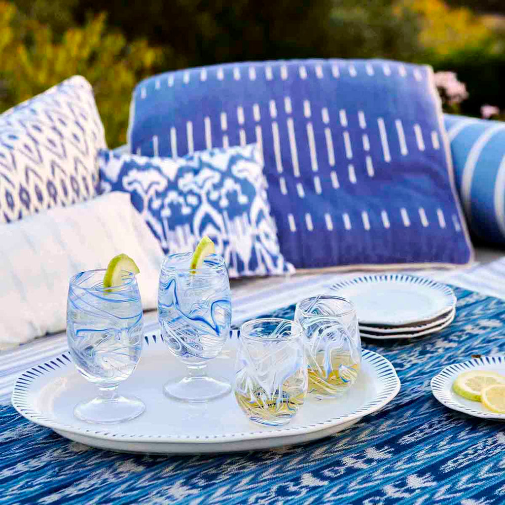 Puro Marbled Goblet in Blue