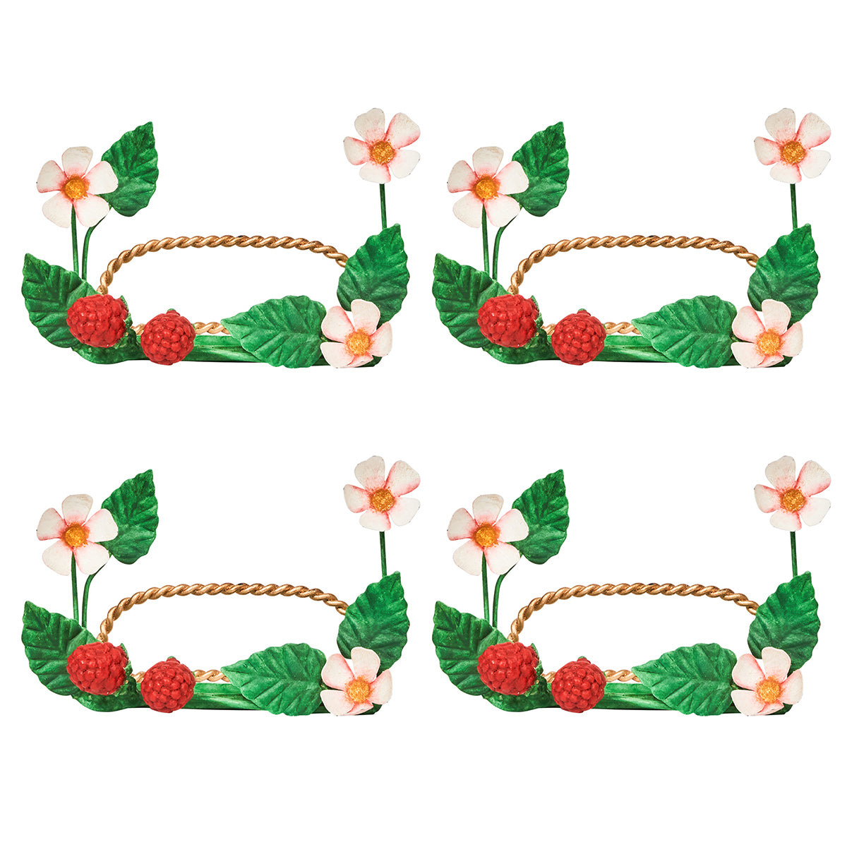 Meadow Walk Raspberries Place Card Holder, Set of 4 in Multi