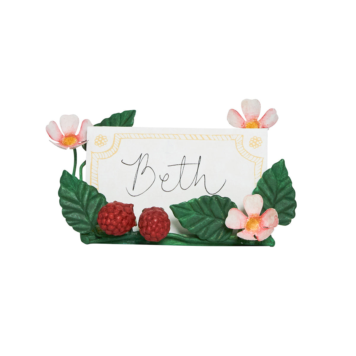 Meadow Walk Raspberries Place Card Holder, Set of 4 in Multi