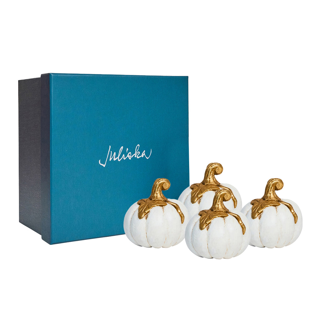 Forest Walk Pumpkin Place Card Holder in Gold, Set of 4