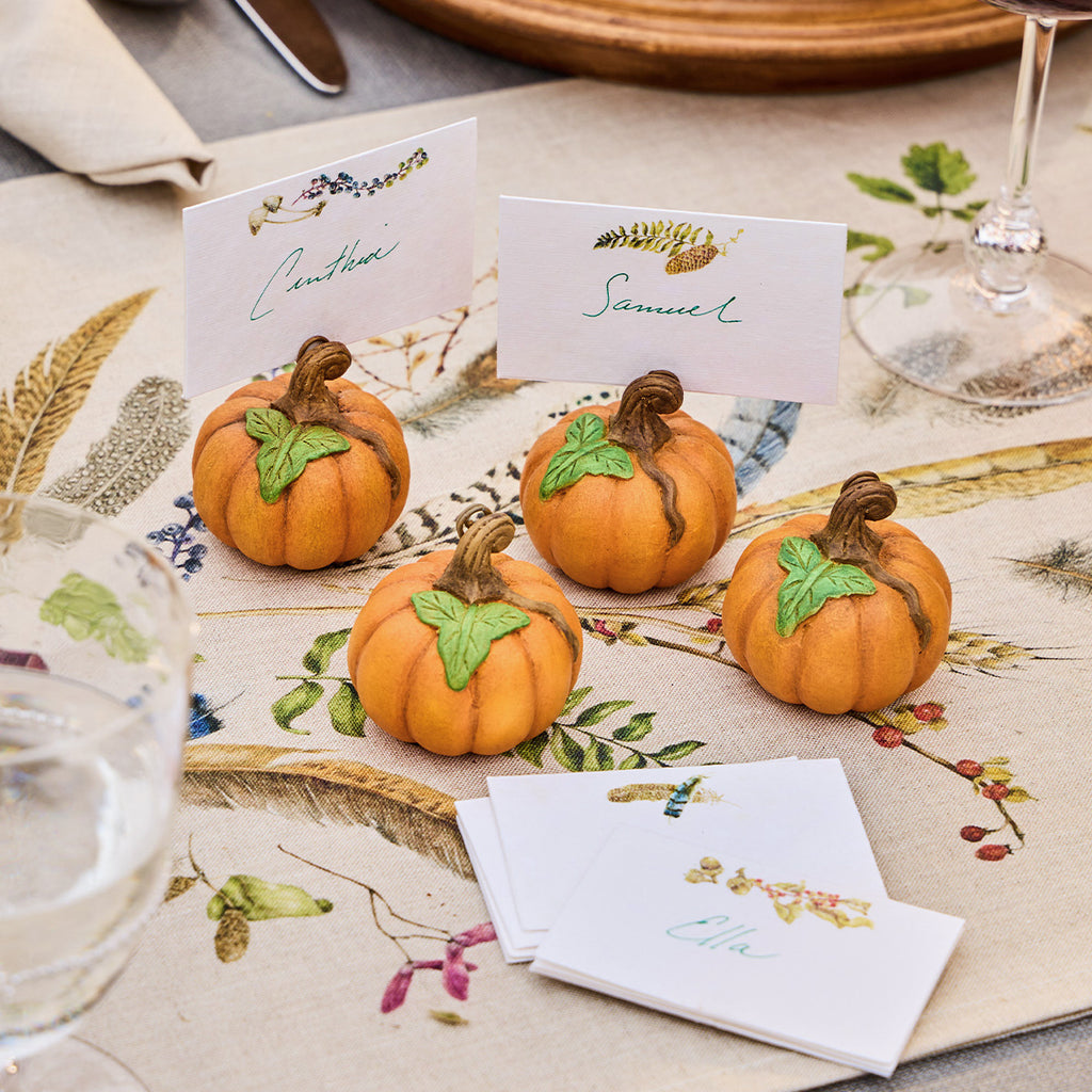 Forest Walk Pumpkin Place Card Holder in Multi, Set of 4