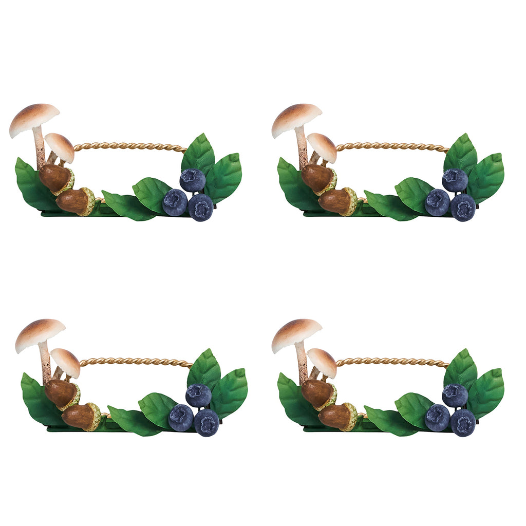 Forest Walk Mushroom & Acorn Place Card Holder in Multi, Set of 4