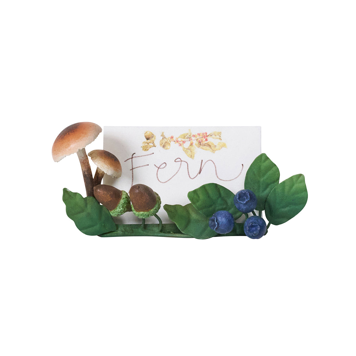 Forest Walk Mushroom & Acorn Place Card Holder in Multi, Set of 4