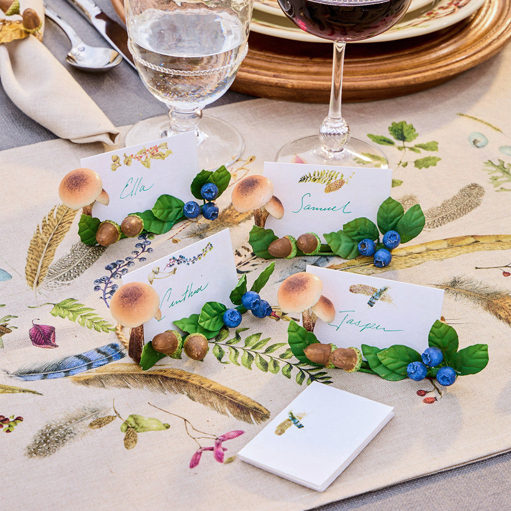 Forest Walk Mushroom & Acorn Place Card Holder in Multi, Set of 4