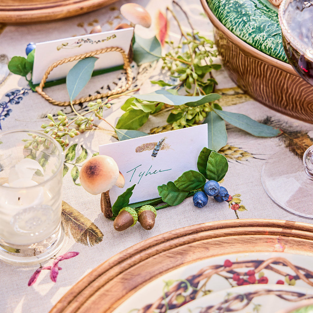 Forest Walk Mushroom & Acorn Place Card Holder in Multi, Set of 4