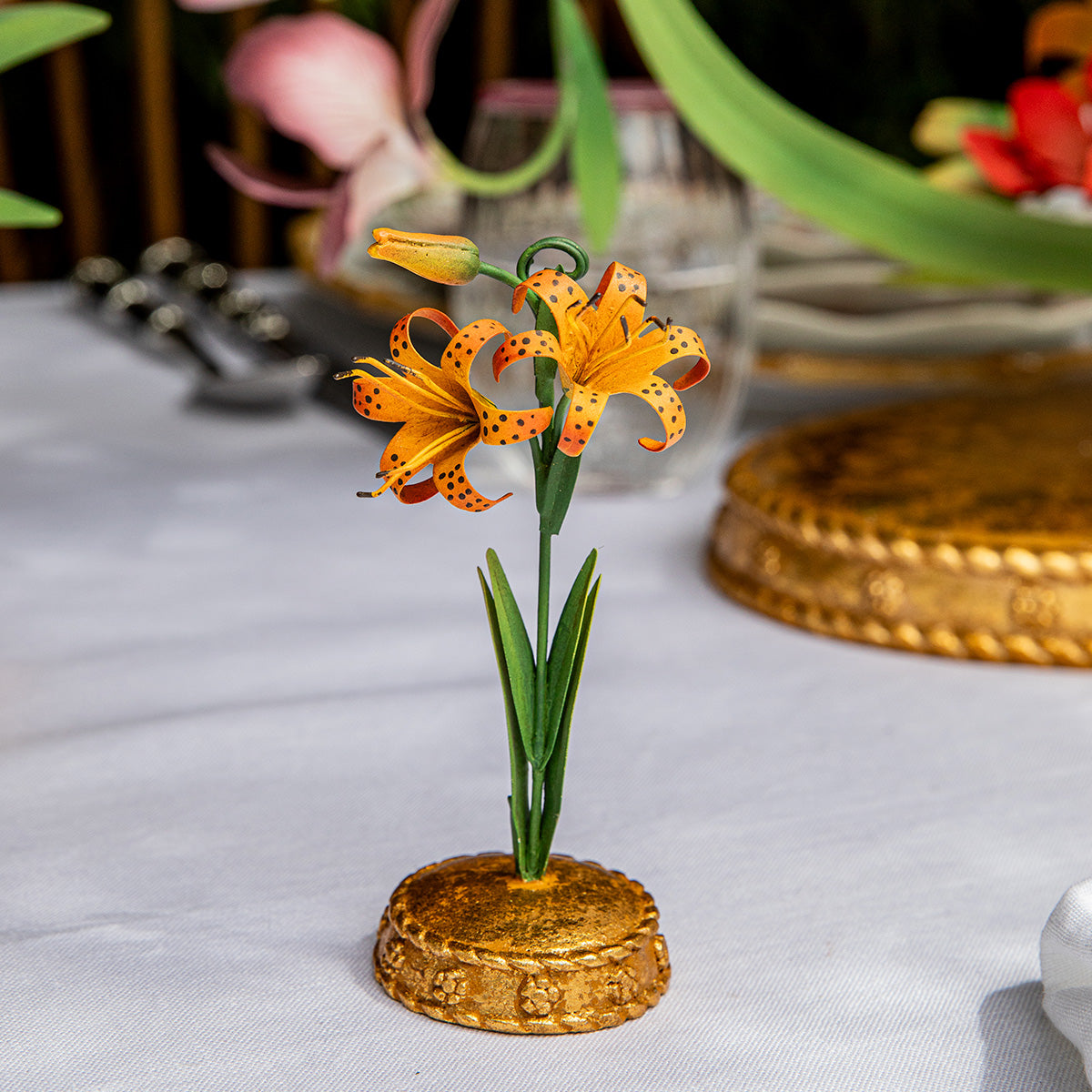 Meadow Walk Tiger Lily Place Card Holder in Orange