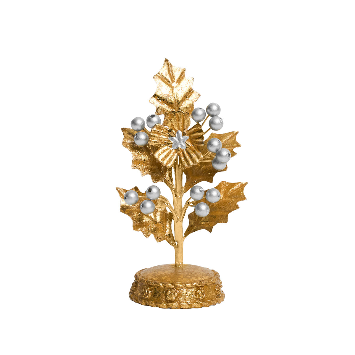 Forest Walk Holly Place Card Holder in Gold/Silver