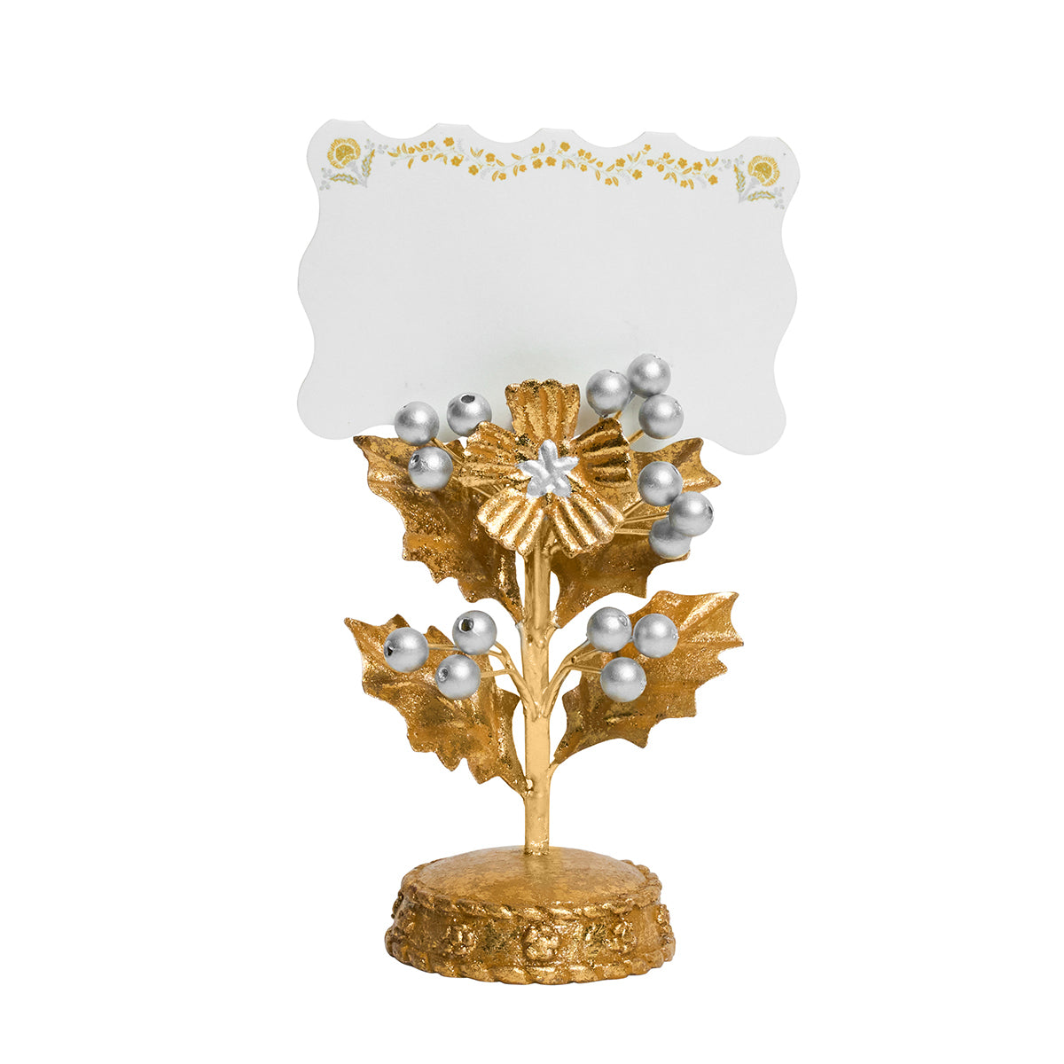 Forest Walk Holly Place Card Holder in Gold/Silver