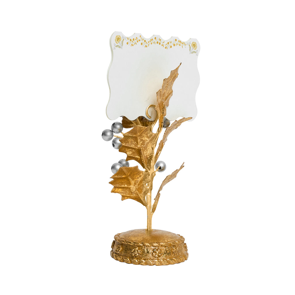 Forest Walk Holly Place Card Holder in Gold/Silver