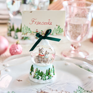 Berry & Thread North Pole Husky Snow Globe Place Card Holder
