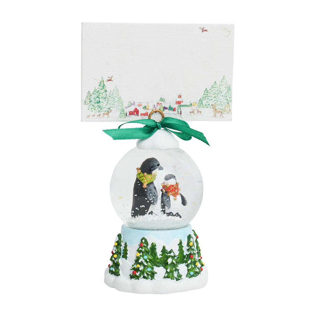 Berry & Thread North Pole Penguin Snow Globe Place Card Holder