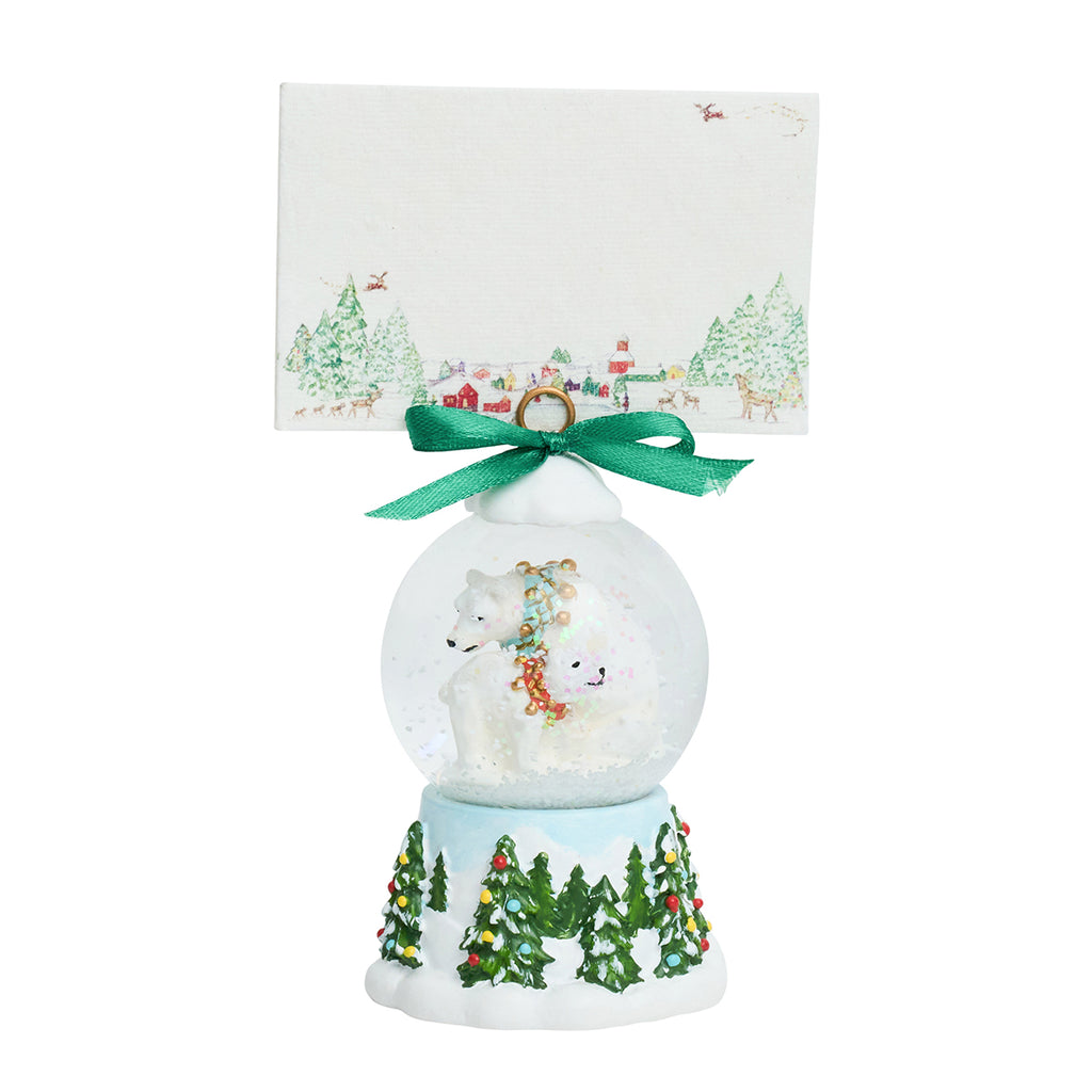 Berry & Thread North Pole Polar Bear Snow Globe Place Card Holder