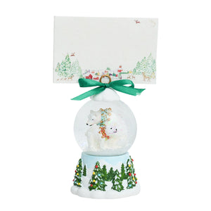 Berry & Thread North Pole Polar Bear Snow Globe Place Card Holder