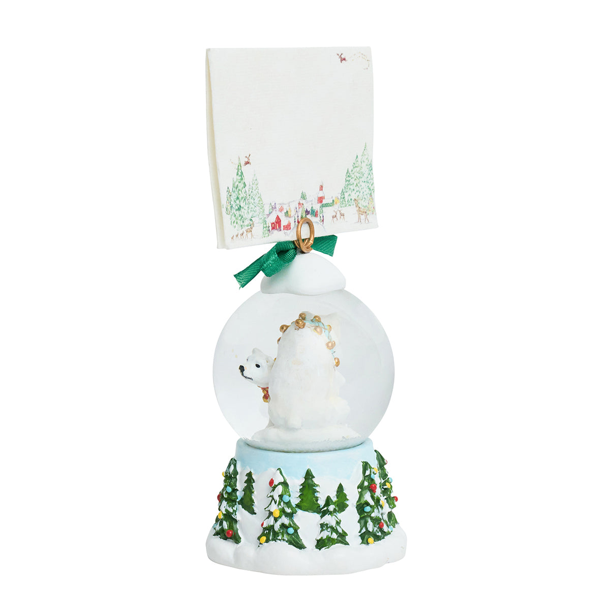 Berry & Thread North Pole Polar Bear Snow Globe Place Card Holder