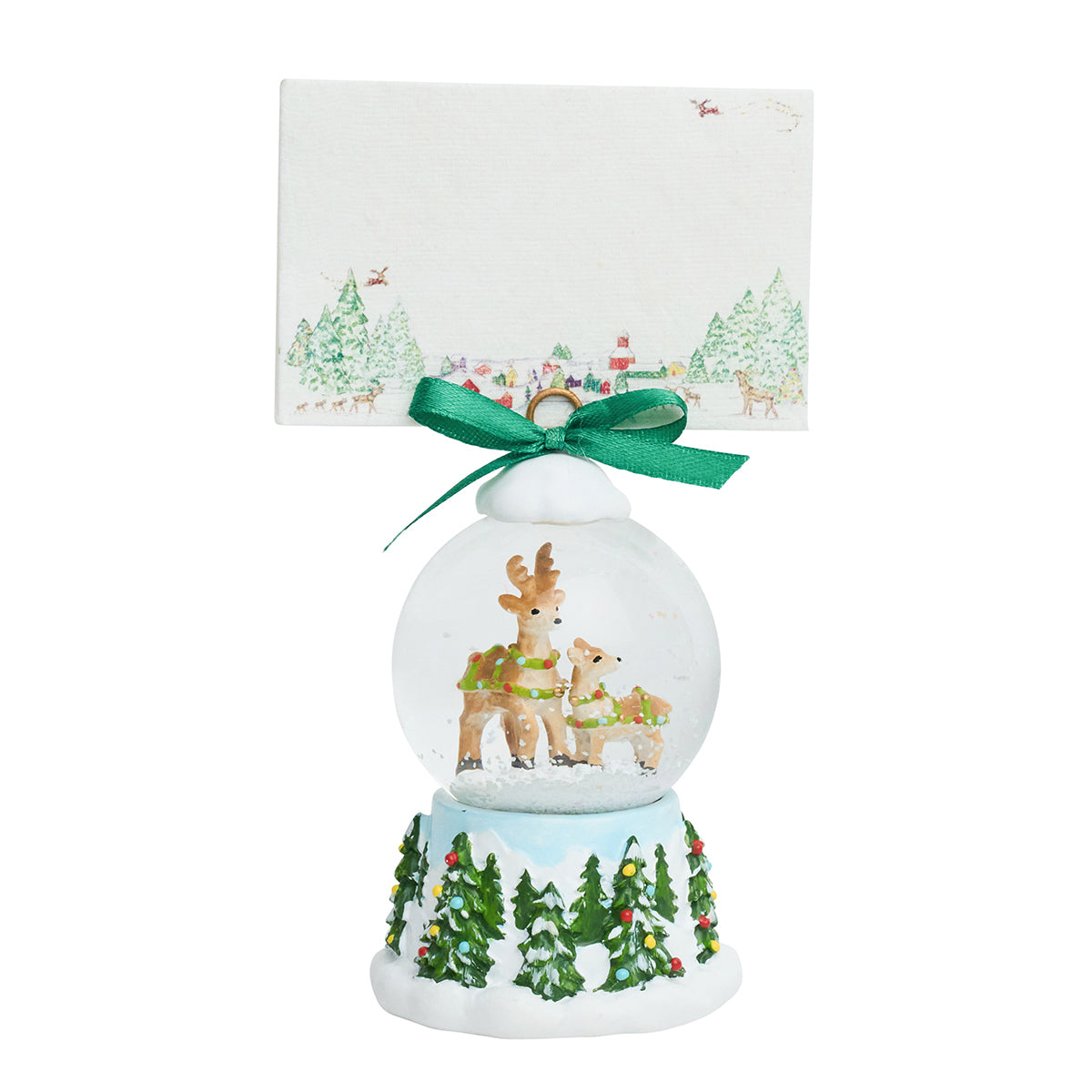 Berry & Thread North Pole Reindeer Snow Globe Place Card Holder