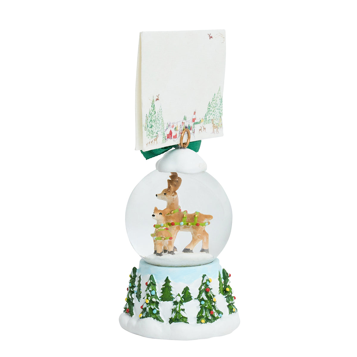 Berry & Thread North Pole Reindeer Snow Globe Place Card Holder