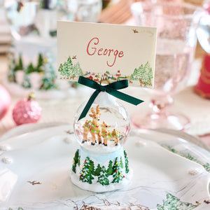 Berry & Thread North Pole Reindeer Snow Globe Place Card Holder