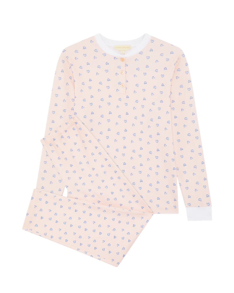 Women's Love Heart Pajamas in Pink