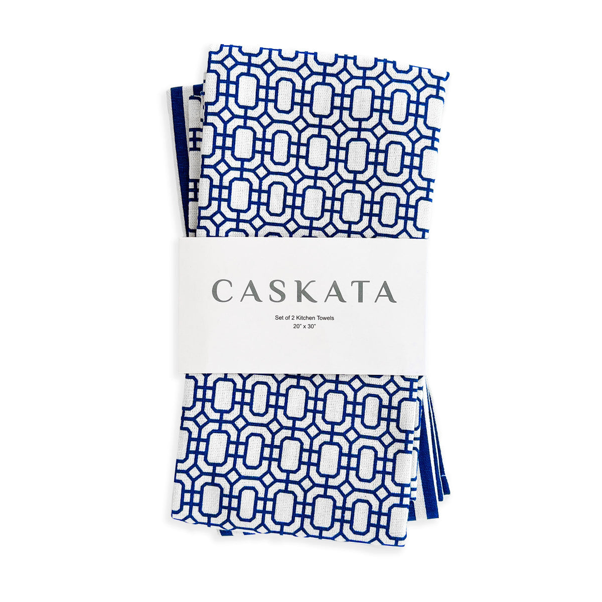 Newport Garden Gate & Pinstripe Blue Kitchen Towels, Mixed Set of 2