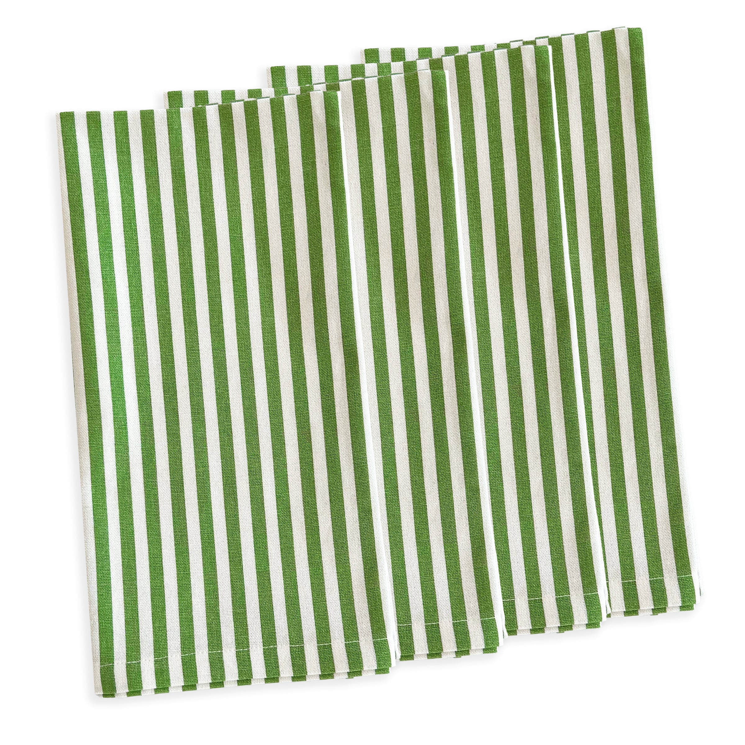 Pinstripe Dinner Napkins in Green, Set of 4