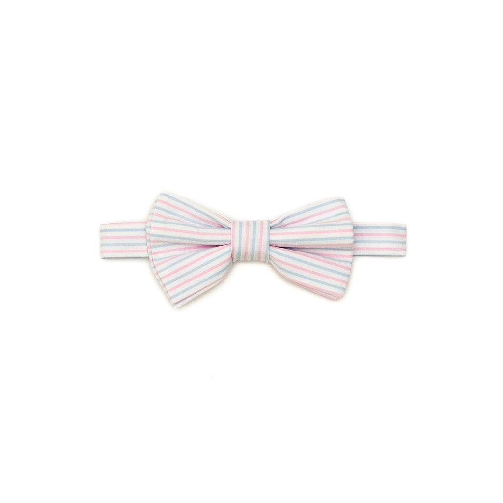 Henry Duvall Baker Bow Tie in Watercolor Seersucker, a classic pre-tied boys bow tie designed for spring and Easter outfits.
