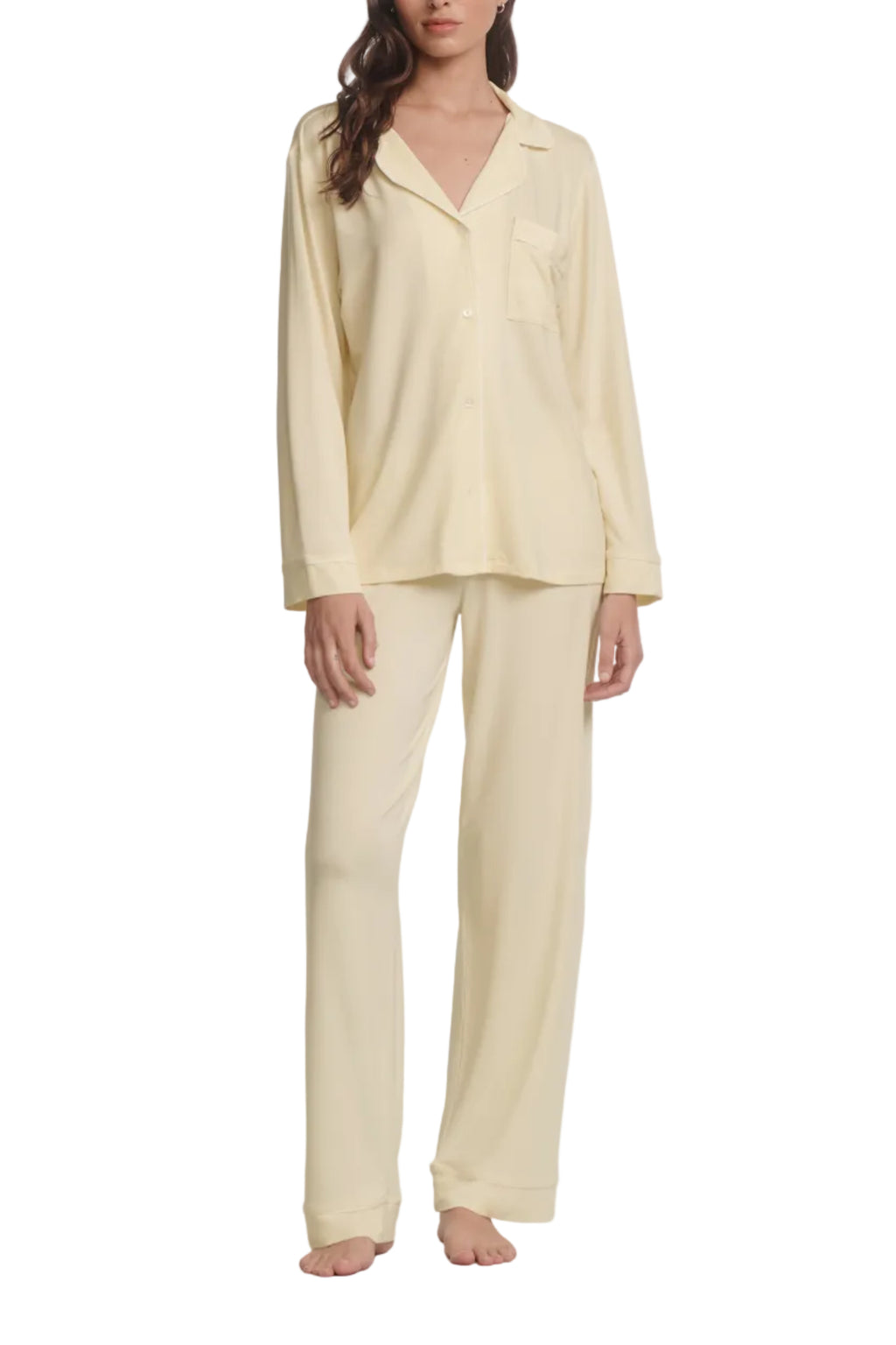 Gisele Long PJ Set in Buttercream/Ivory