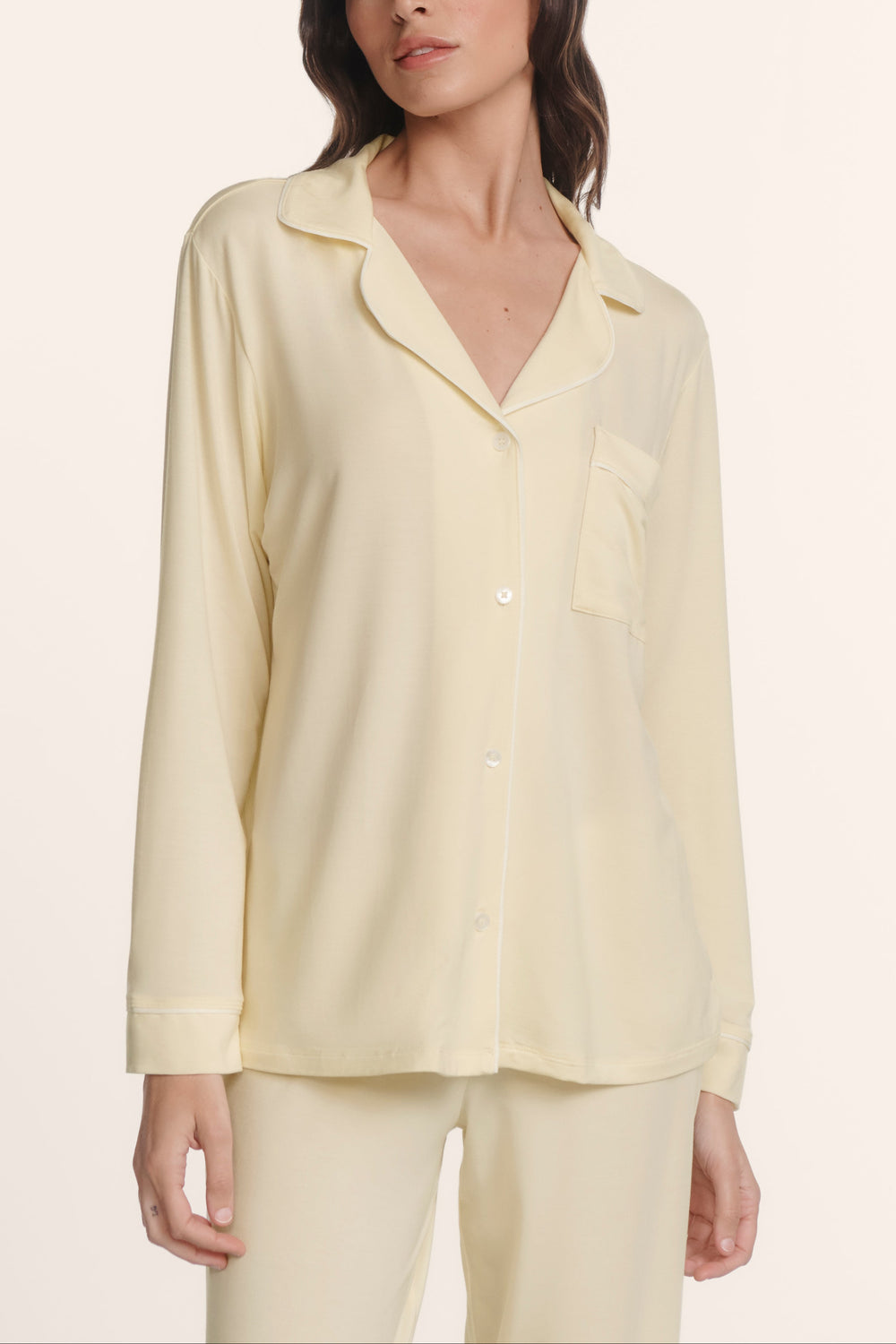 Gisele Long PJ Set in Buttercream/Ivory