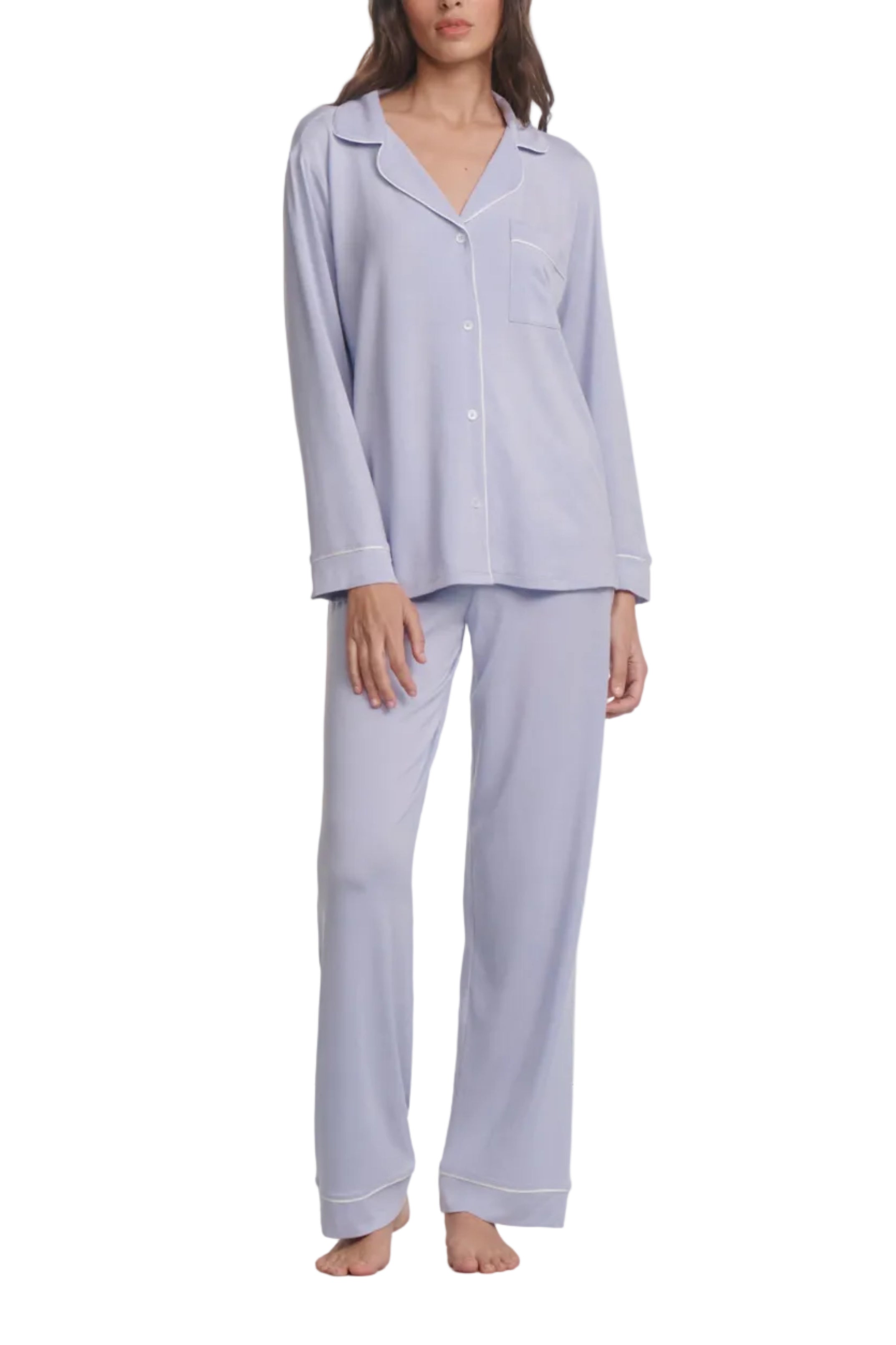Gisele Long PJ Set in Lavender Dusk/Ivory