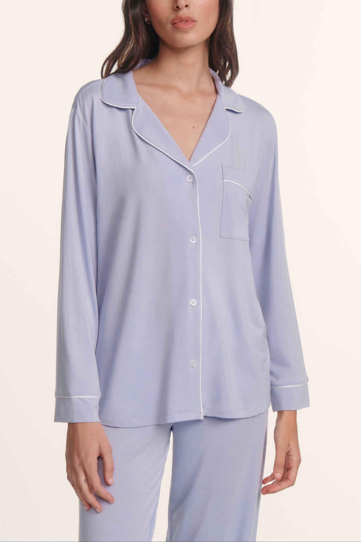 Gisele Long PJ Set in Lavender Dusk/Ivory